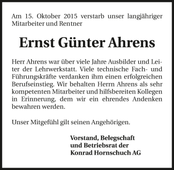 Traueranzeige von Ernst Günter Ahrens 