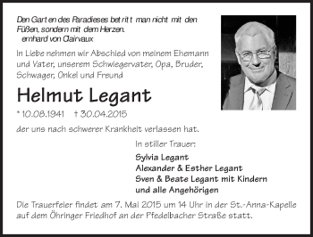 Traueranzeige von Helmut Legant 