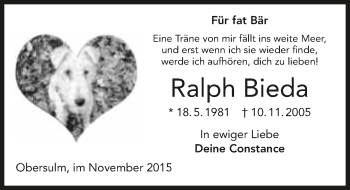 Traueranzeige von Ralph Bieda 