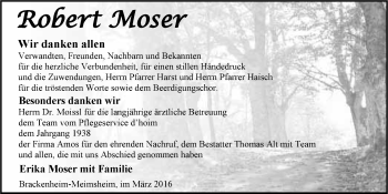 Traueranzeige von Robert Moser 