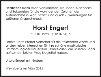 Traueranzeige von Horst Engert 