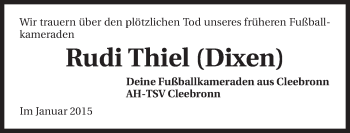 Traueranzeige von Rudi Thiel 
