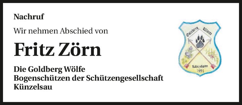  Traueranzeige für Fritz Zörn vom 20.06.2015 aus 