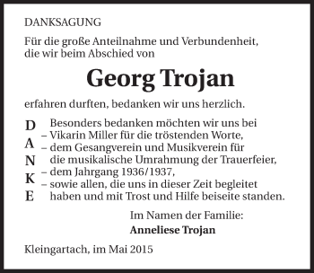 Traueranzeige von Georg Trojan 