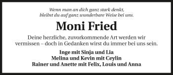 Traueranzeige von Monika Fried 