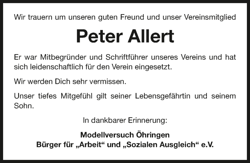  Traueranzeige für Peter Allert vom 16.07.2015 aus 