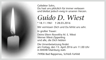Traueranzeige von Guido Wiest 