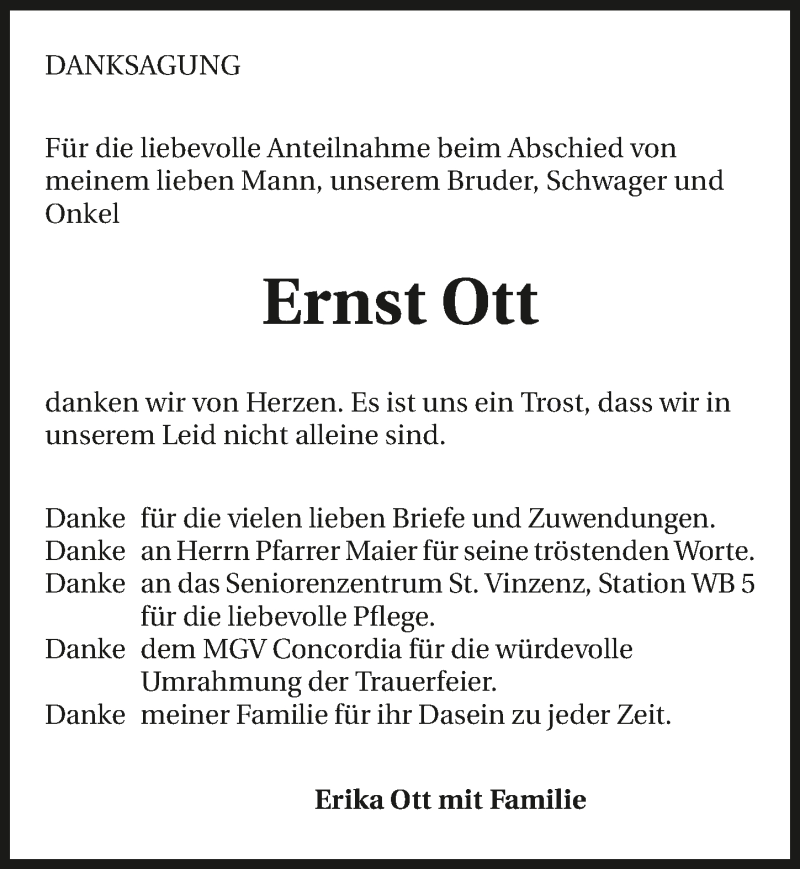  Traueranzeige für Ernst Ott vom 24.02.2016 aus 