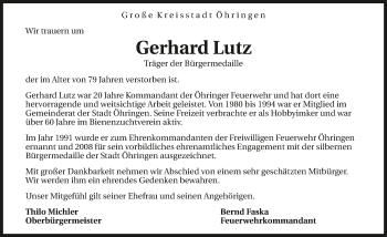 Traueranzeige von Gerhard Lutz 