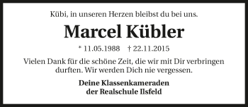 Traueranzeige von Marcel Kübler 