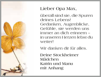 Traueranzeige von Max Frank 