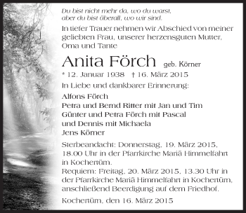 Traueranzeige von Anita Förch