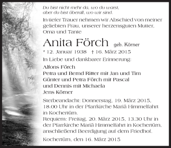 Traueranzeige von Anita Förch 