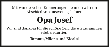 Traueranzeige von Opa Josef  