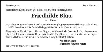 Traueranzeige von Friedhilde Blau 