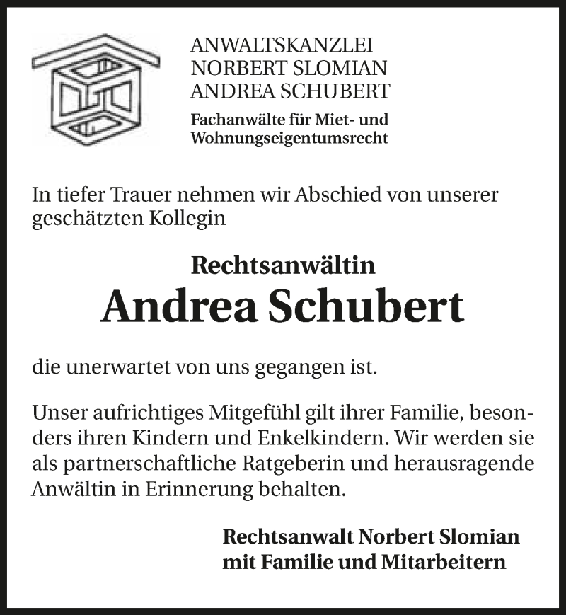  Traueranzeige für Andrea Schubert vom 04.05.2016 aus 