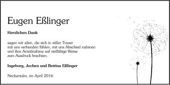 Traueranzeige von Eugen Eßlinger 