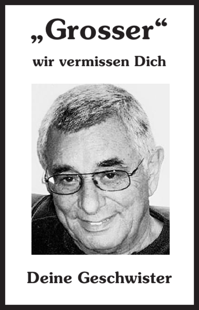  Traueranzeige für Grosser Wir vom 20.07.2012 aus 