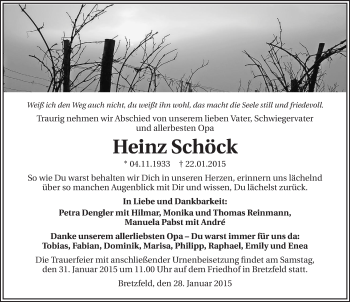 Traueranzeige von Heinz Schöck 