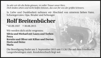 Traueranzeige von Rolf Breitenbücher 