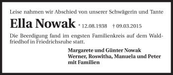 Traueranzeige von Ella Nowak 