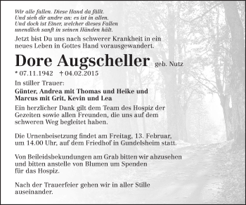Traueranzeige von Dore Augscheller 
