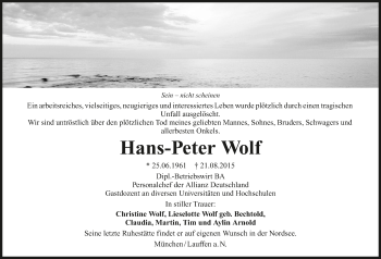 Traueranzeige von Hans-Peter Wolf 