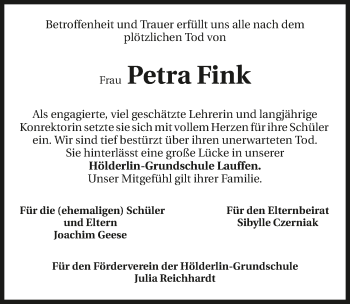 Traueranzeige von Petra Fink 