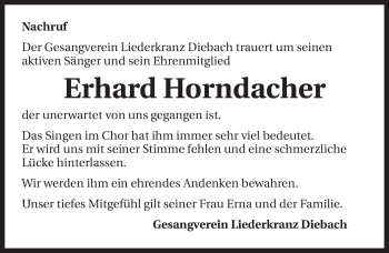 Traueranzeige von Erhard Horndacher 