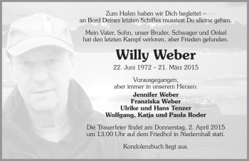 Traueranzeige von Willy Weber 