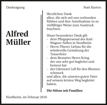 Traueranzeige von Alfred Müller 