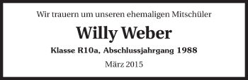 Traueranzeige von Willy Weber 