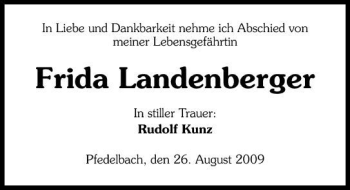 Traueranzeige von Frida Landenberger 