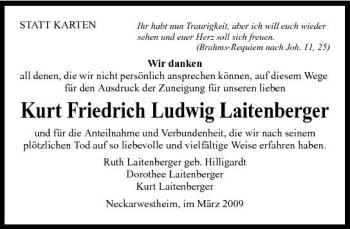 Traueranzeige von Kurt Friedrich Laitenberger 