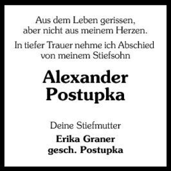 Traueranzeige von Alexander Postupka 