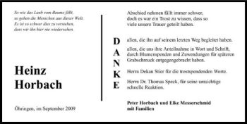 Traueranzeige von Heinz Horbach 