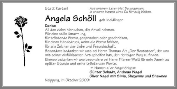 Traueranzeige von Angela Schöll 