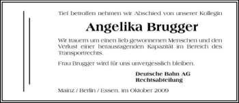 Traueranzeige von Angelika Brugger 