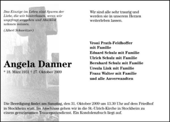 Traueranzeige von Angela Danner 