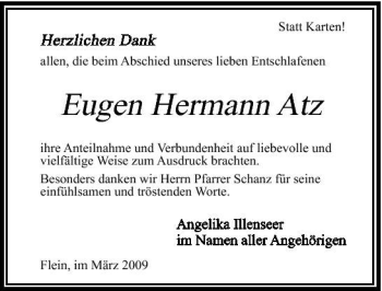 Traueranzeige von Eugen Atz 