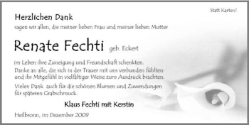 Traueranzeige von Renate Fechti 