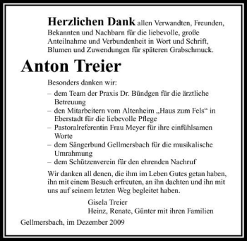 Traueranzeige von Anton Treier 