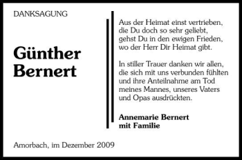 Traueranzeige von Günther Bernert 