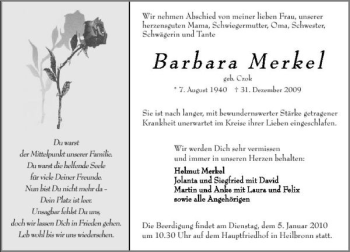 Traueranzeige von Barbara Merkel 