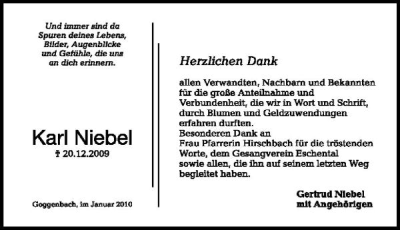  Traueranzeige für Stutz Stutz vom 26.01.2010 aus 