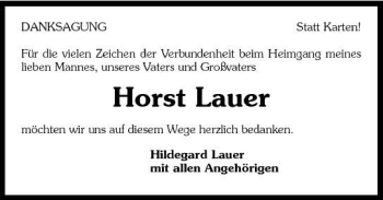 Traueranzeige von Horst Lauer 