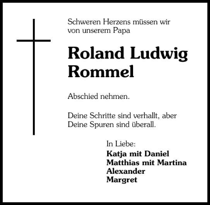  Traueranzeige für Roland Rommel vom 03.04.2010 aus 