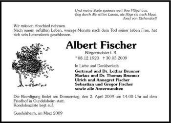 Traueranzeige von Albert Fischer 