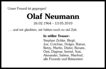 Traueranzeige von Olaf Neumann 