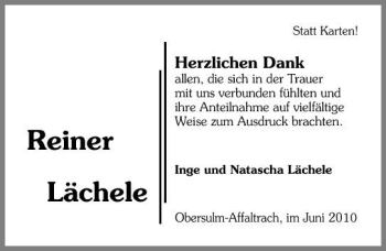 Traueranzeige von Rainer Lächele 